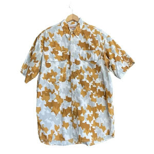 Old Tejas Camo Field Shirt Short Sleeve Pocket Vented Outdoor Texas Orange Sz M